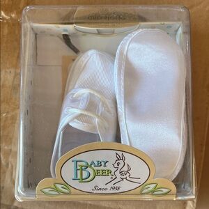 Baby Deer White Satin Infant Shoe and Matching Booties